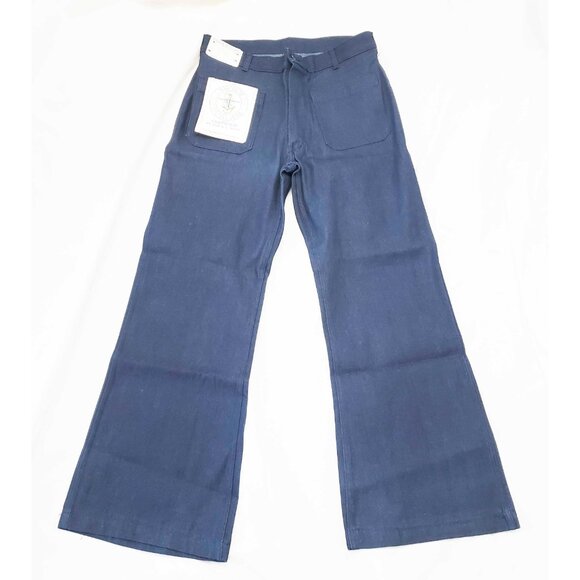 NWT VTG Vintage Crown Uniform Anchor Dungaree Denim Navy Pants Jeans Bell Bottom - Picture 10 of 10